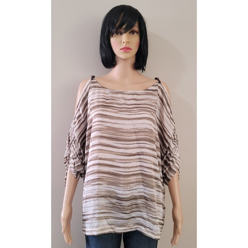 Womens Michael Kors Size Large Multicolor Cold Shoulder Blouse